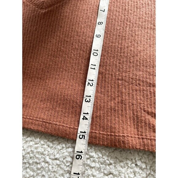 LUMIE'RE Womens V-Neck Long Sleeve Crop Rib Knit Sweater Camel Rust Size S - Picture 7 of 9